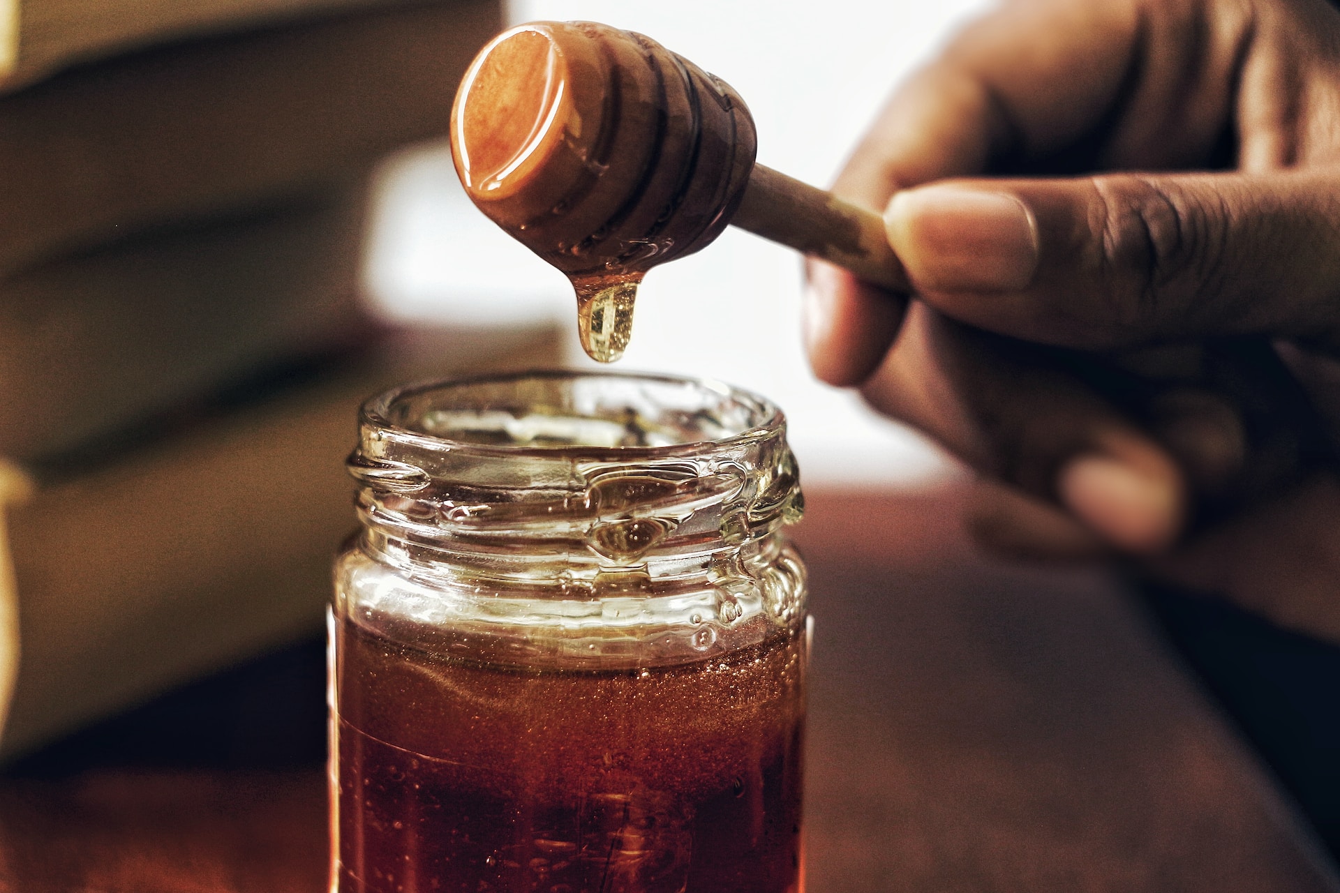 Honey Dipping Jar - A honey dipping jar with wooden dipper